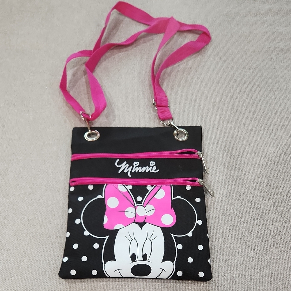 Minnie Mouse Black and Pink Crossbody Bag
